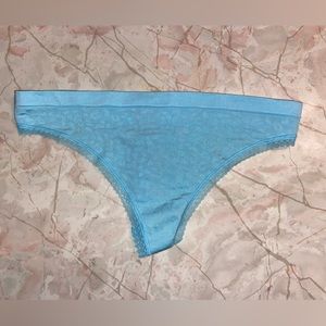 New Victoria’s Secret aqua blue thong, super soft and stretchy! Size Large.